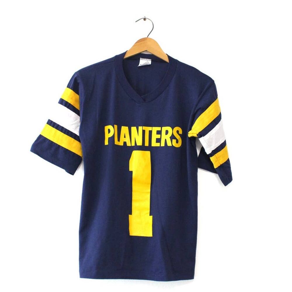 Vintage 80s Planters Peanuts T-Shirt Men’s Medium Blue Mr. Peanut Graphic